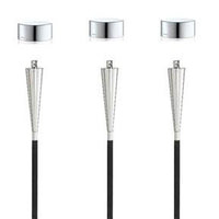 Stainless Steel Outdoor Garden Torch - Cone - Polished + Caps Set of 3