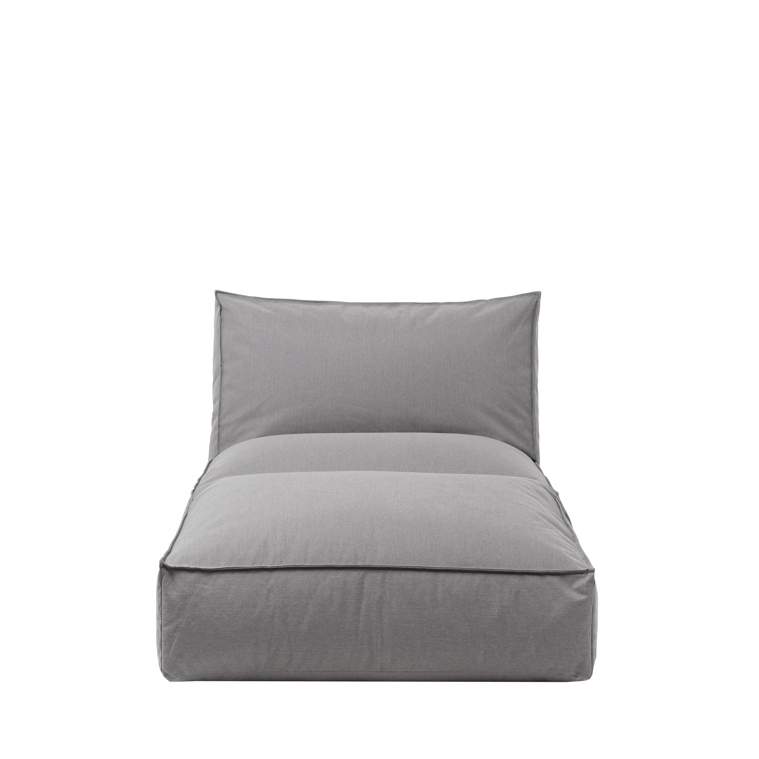 Gray cushioned chair on a white background