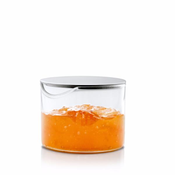 Glass Condiment Server with Stainless Steel Lid