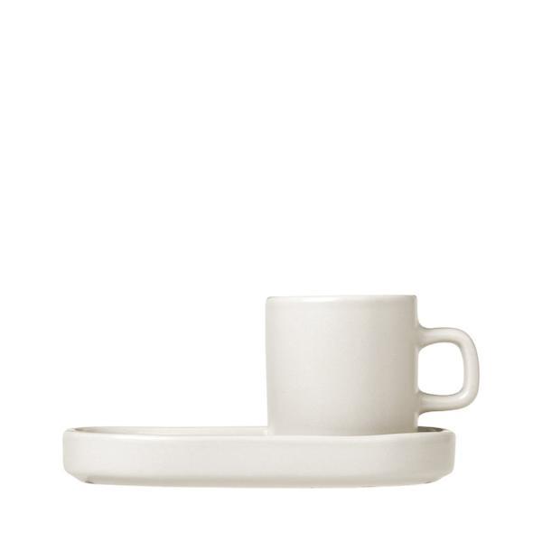 Espresso Cups with Trays - PILAR Moonbeam Side View