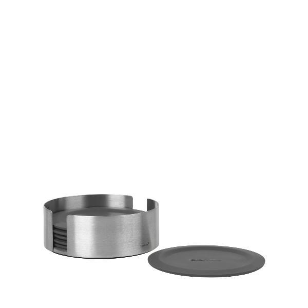 Coasters With Stainless Steel Holder - Round