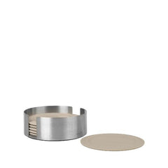 Coasters With Stainless Steel Holder - Round