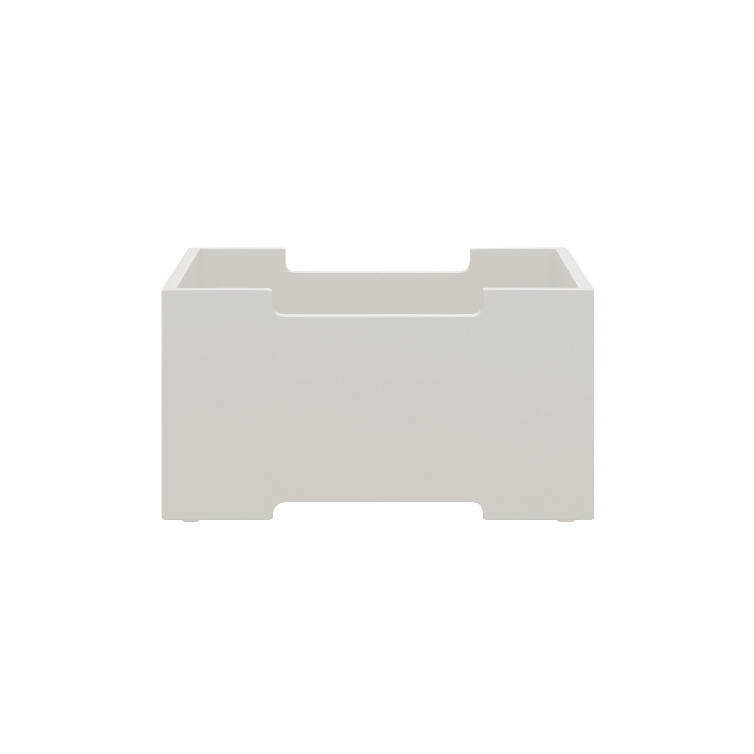 White rectangular storage bin on a white background