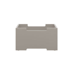 Rectangular gray storage bin on a white background