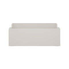 White rectangular storage bin on a white background