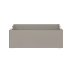 Rectangular gray storage bin on a white background