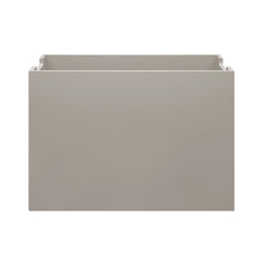 Rectangular storage bin with a light gray finish on a white background