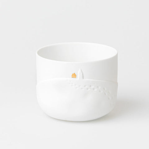 Snowy Day Porcelain Tealight Holder - Snowflakes Back Side