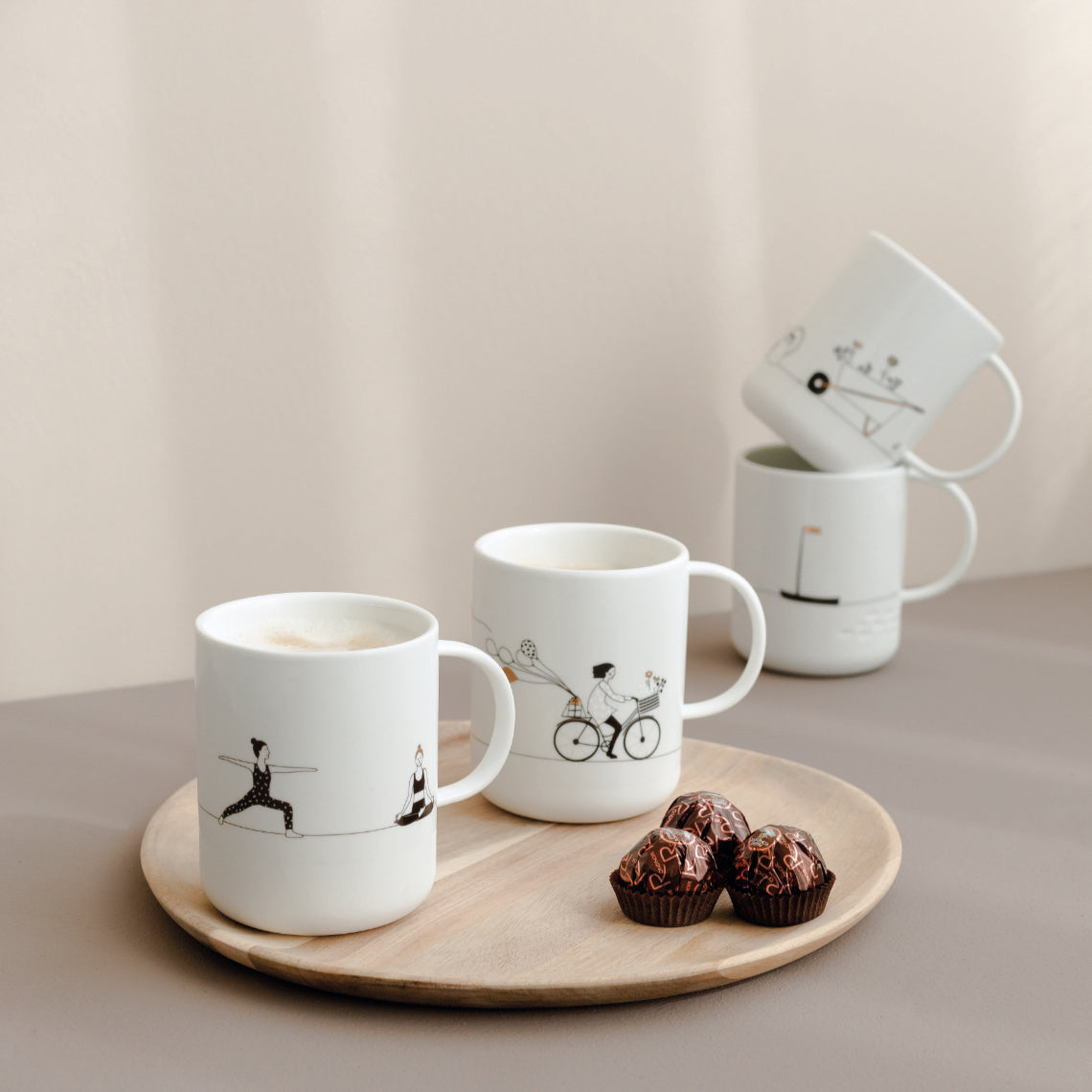 Hobby Porcelain Mug With Yoga Graphic