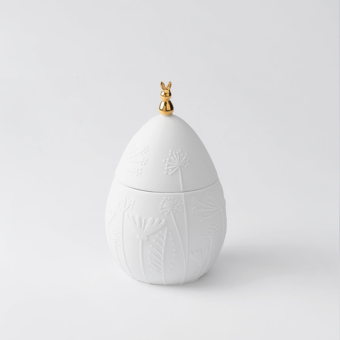 R17460 Easter Egg Jar with embossed flowers on a white background.
