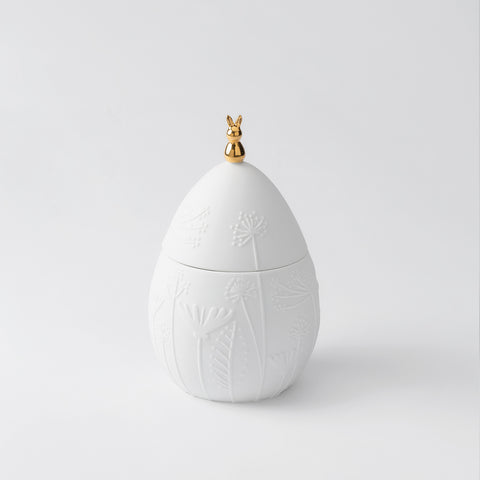 R17460 Easter Egg Jar with embossed flowers on a white background.