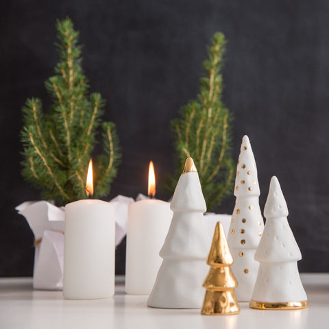 Winter Forest Fir Trees Lifestyle Image with candles and trees