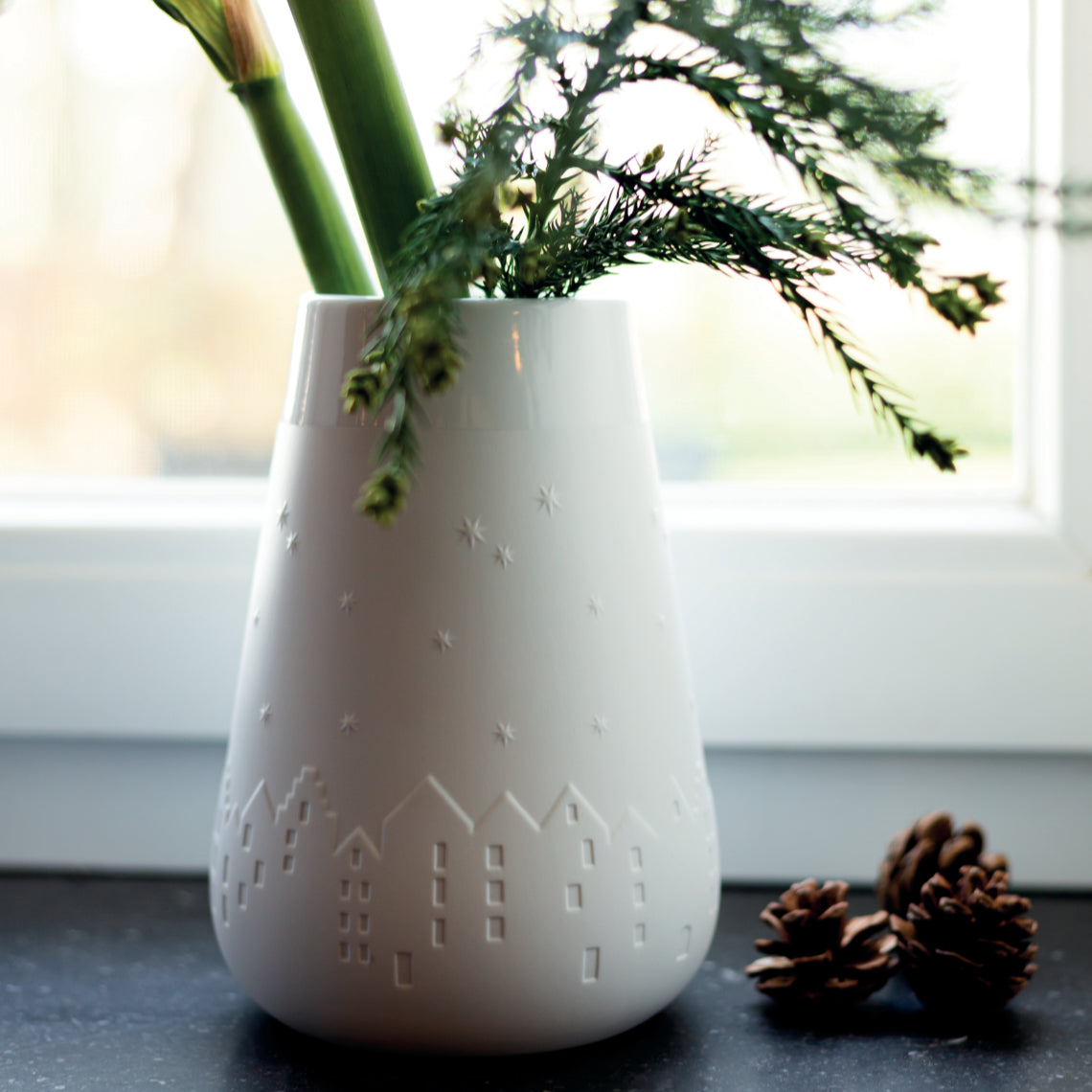 Poetry Vase With Embossed Winter Design