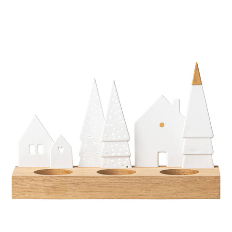 Holiday Village Tealight Holder Set Back R92526