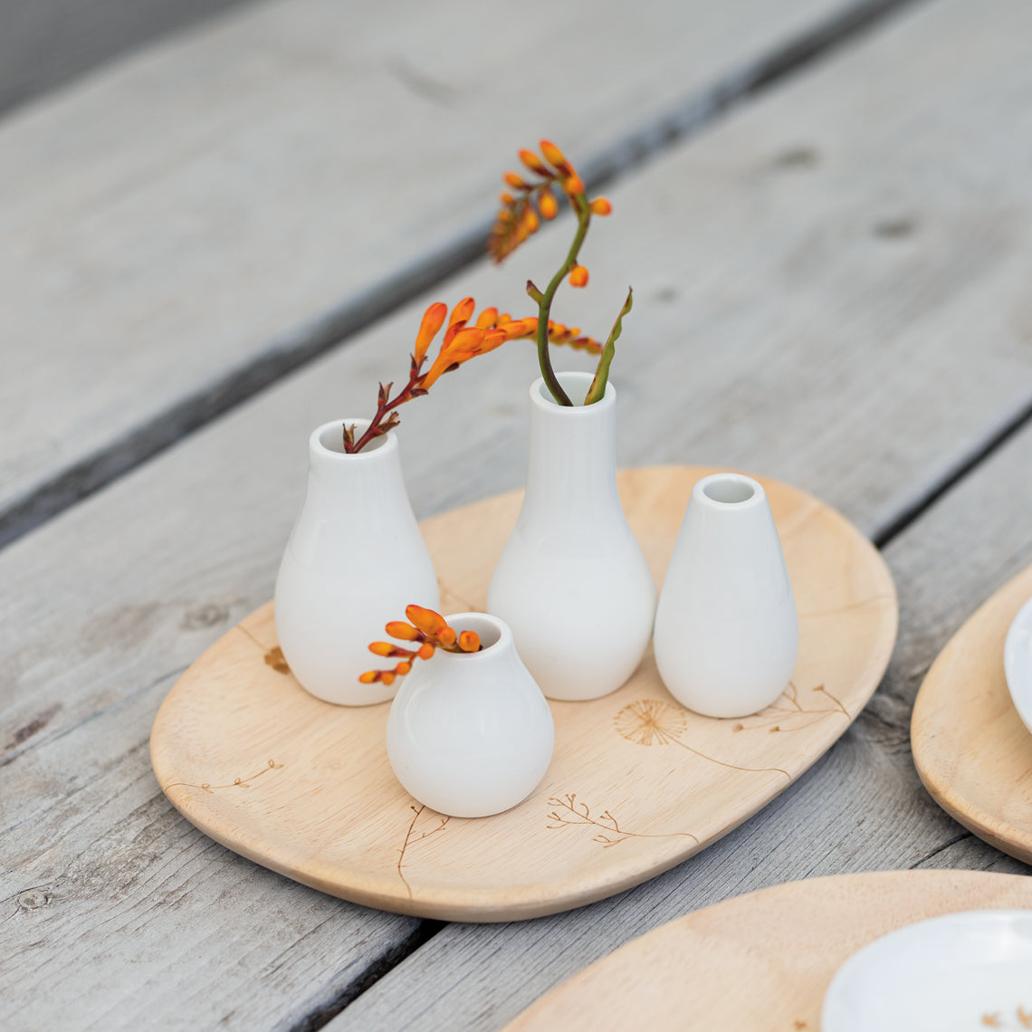 Porcelain White Mini Vases Lifestyle Image