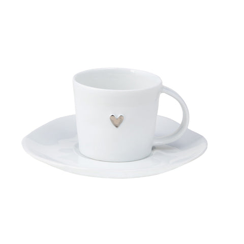 Espresso Cup Set Silver Heart R14342