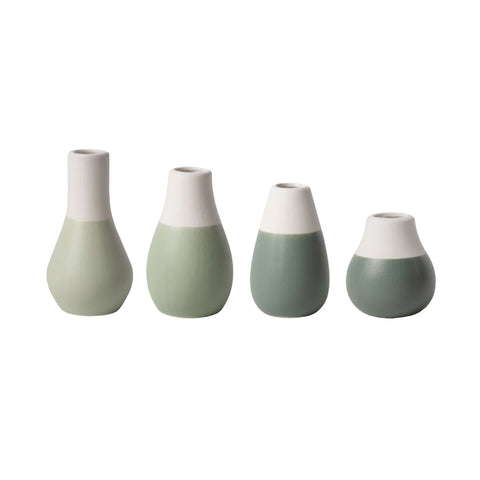 Pastel Two-Tone Vases Shades of Green R15354