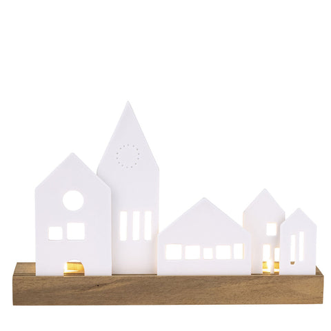 Porcelain & Acacia Village Tealight - City R89875